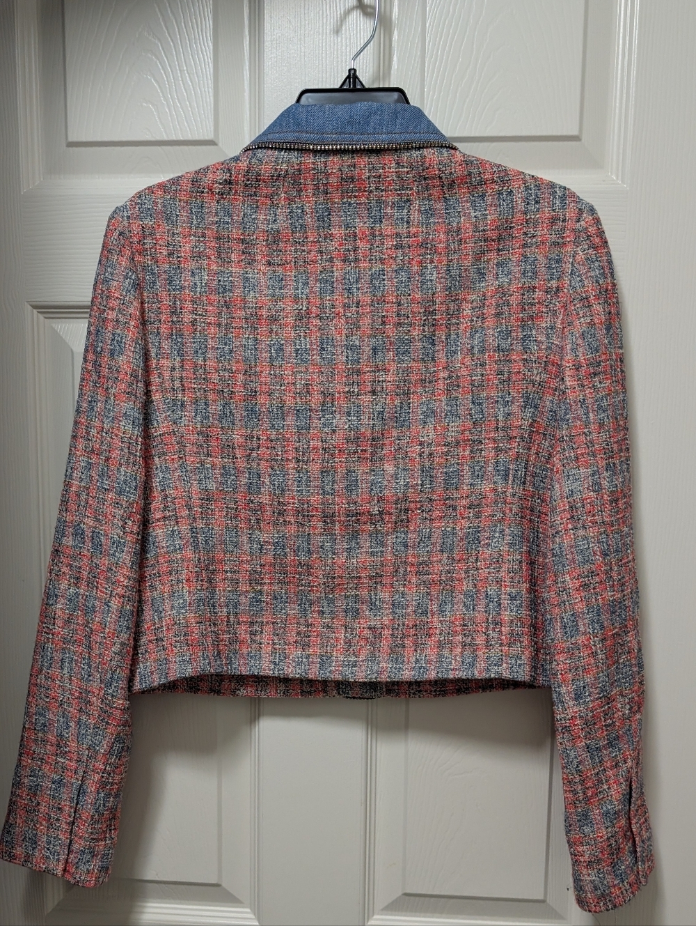 Maje Venise Tweed Cropped Jacket Pink Blue Size 38 Us 6 - Picture 3 of 4